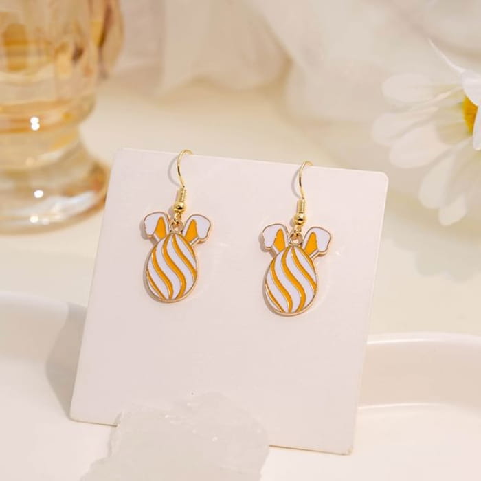 Easter Alloy Drop Earring - E6035 - 1 Pair - Yellow & White