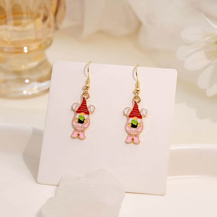 Easter Alloy Drop Earring - E6037 - 1 Pair - Pink & Red