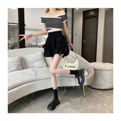 Elastic Waist Plain Bow Shorts