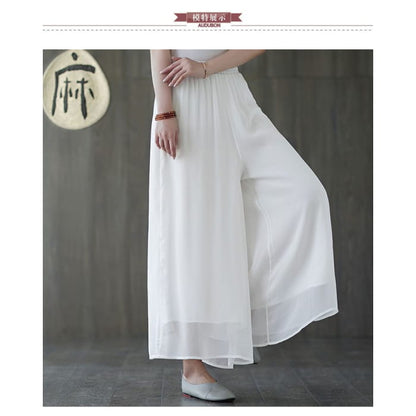 Elastic Waist Plain Culottes - Pants