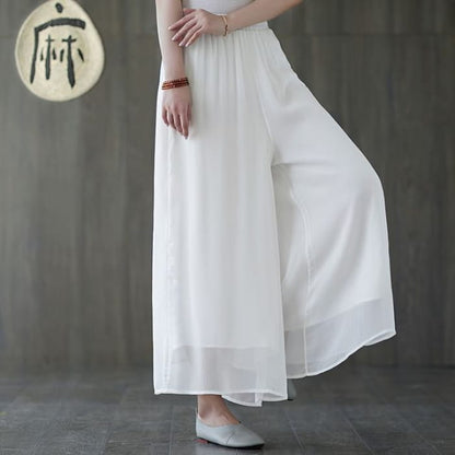 Elastic Waist Plain Culottes - Pants