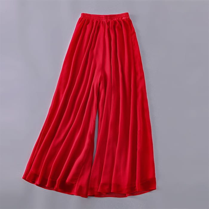 Elastic Waist Plain Culottes - Pants