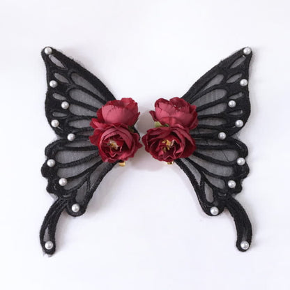 Elegant Butterfly Pearl Rose Hair Clip Halloween Accessory