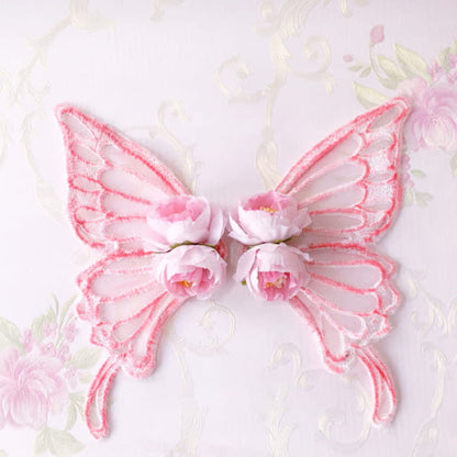 Elegant Butterfly Pearl Rose Hair Clip Halloween Accessory