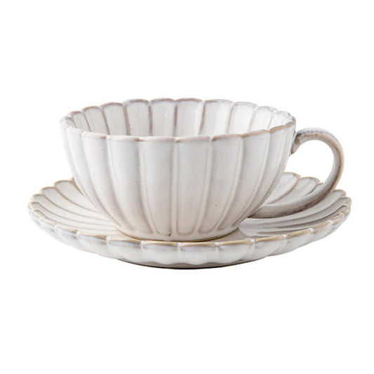 Elegant capacity Ceramic Cup - Saucer / White