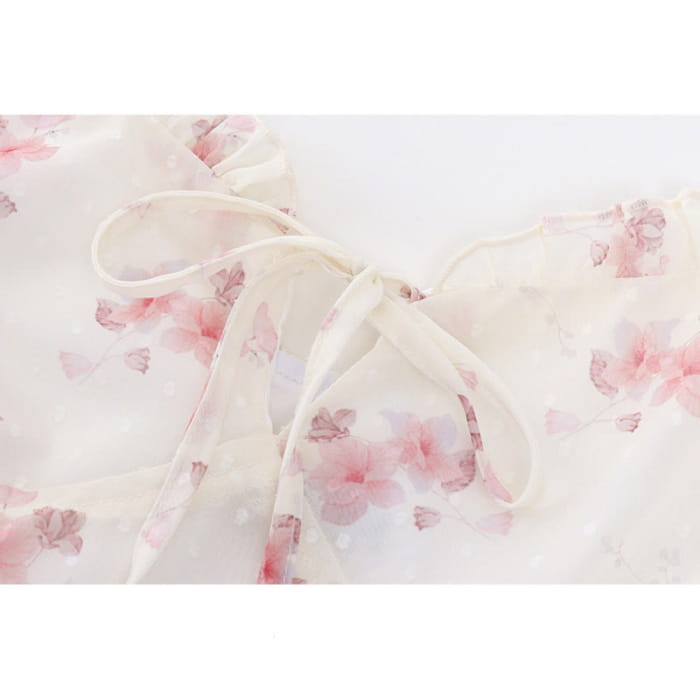 Elegant Cardigan Floral Print Split Slip Dress Set