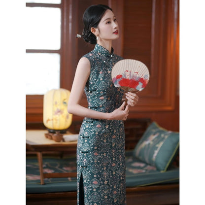 Elegant Classic Floral Cheongsam - Female Hanfu