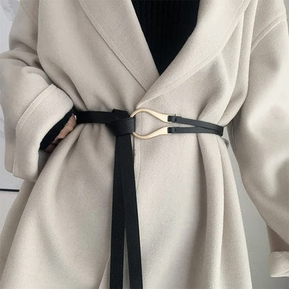 Elegant Cloth Leather Belt - 125cm / 49.2 in / Black - Belts