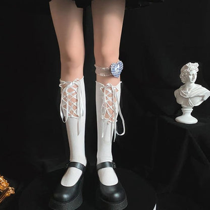 Elegant Cross Lace Strap Socks