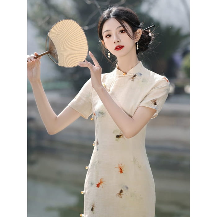 Elegant Fish Printing Cheongsam - Female Hanfu