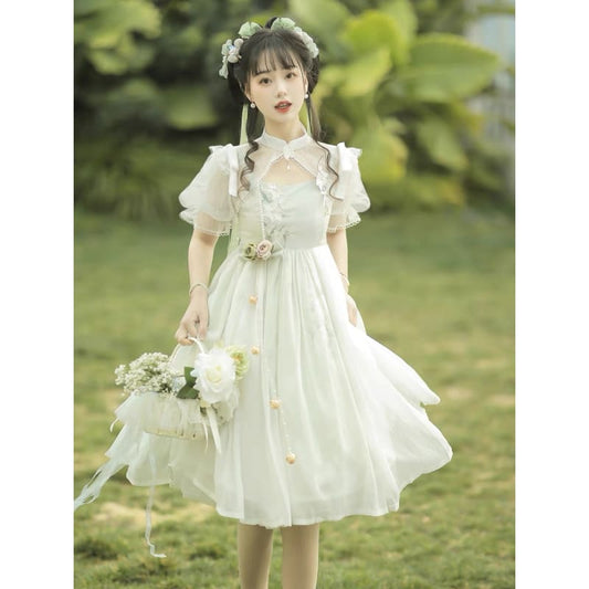 Elegant Floral Cheongsam Dress - Modern Hanfu
