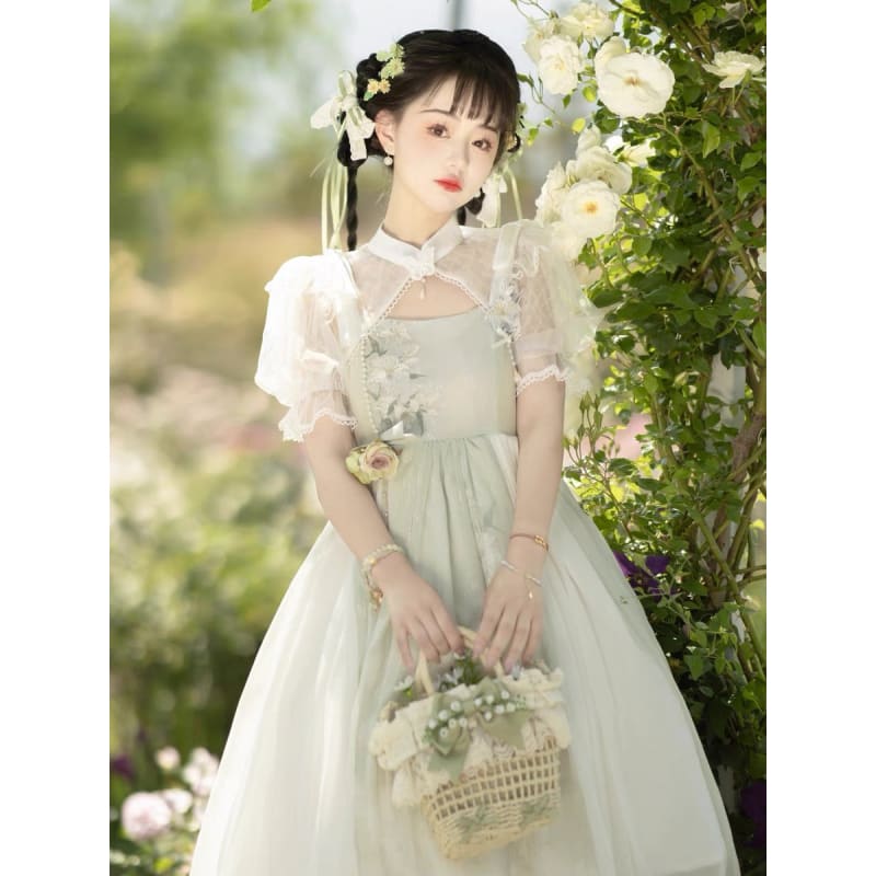 Elegant Floral Cheongsam Dress - Modern Hanfu