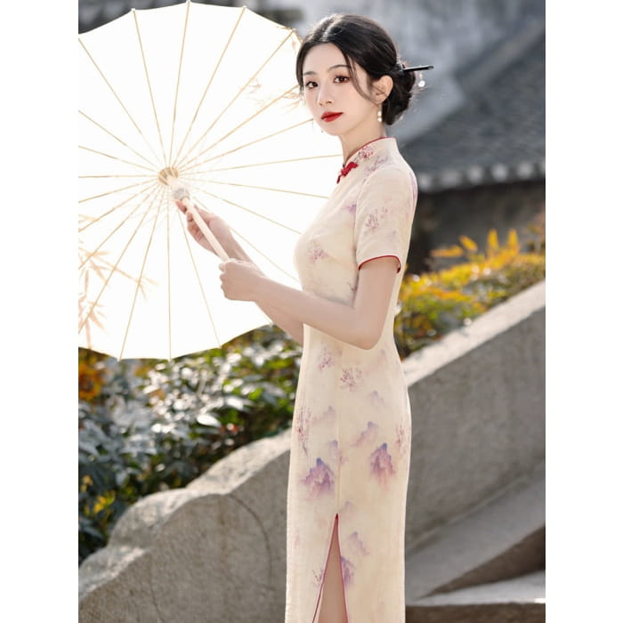 Elegant Floral Painting Cheongsams - Female Hanfu