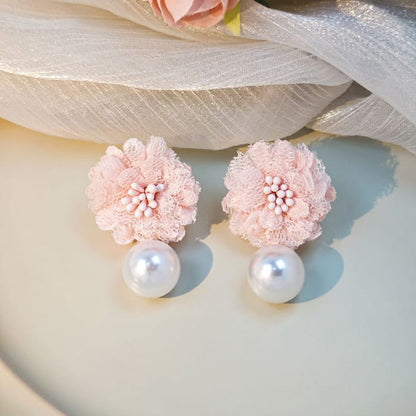 Elegant Flower Pearl Drop Earrings - jewelry