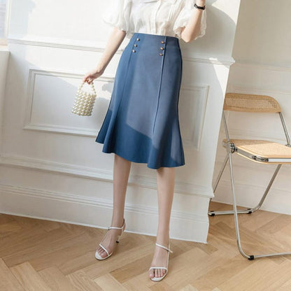 Elegant High Waist Bag Hip Fishtail Skirt