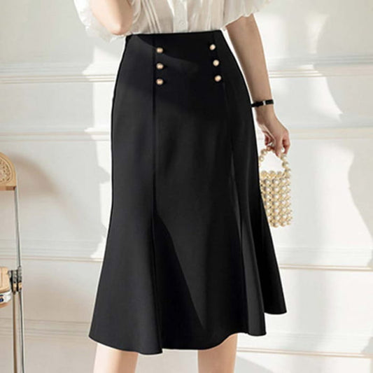 Elegant High Waist Bag Hip Fishtail Skirt - Black / S