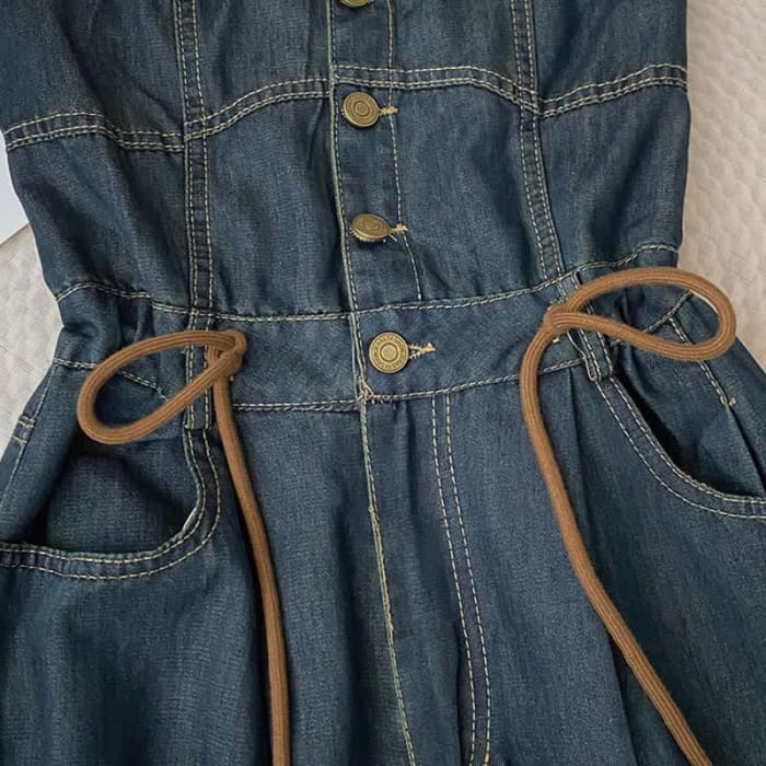 Elegant Knit Cardigan Off The Shoulder Denim Overalls modakawa