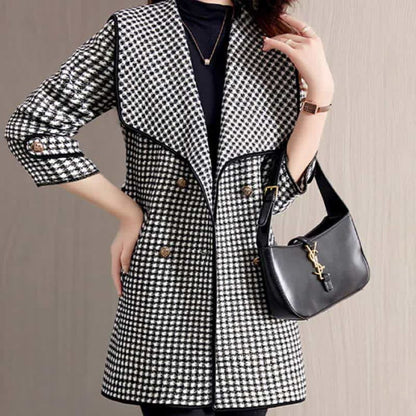 Elegant Print Sailor Collar Belted Coat