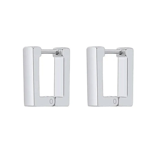 Elegant Rectangular Earrings - Standart / Silver - earrings