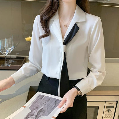 Elegant Streamer Turn-Down Collar Shirt