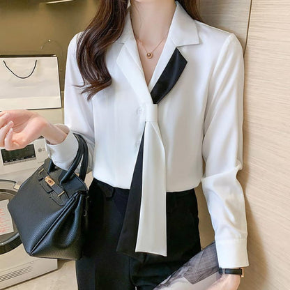 Elegant Streamer Turn-Down Collar Shirt