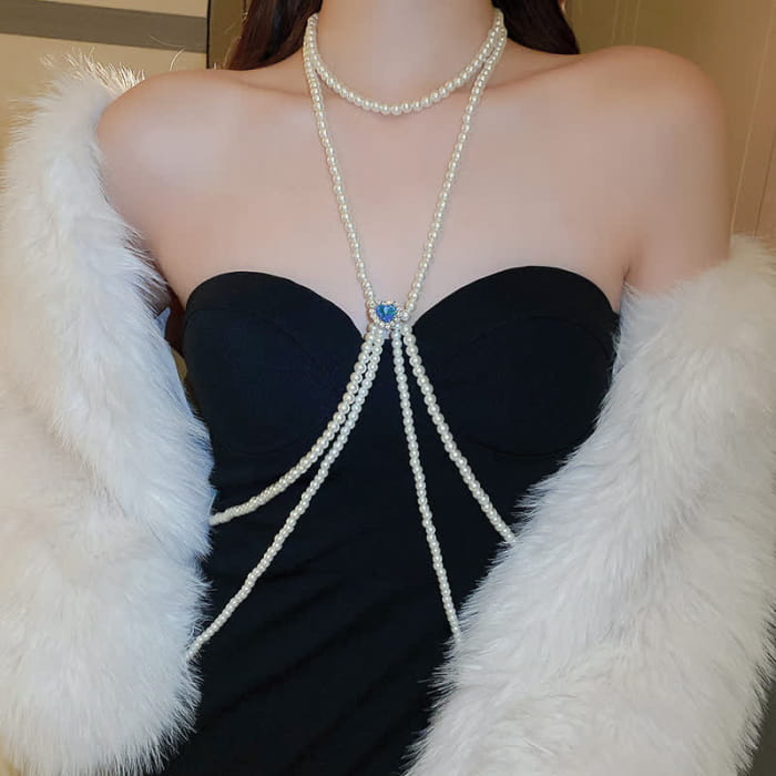 Elegant V-neck Fishtail Slip Dress - Necklace A / One Size