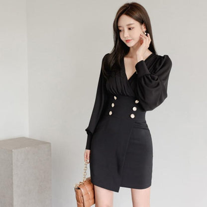 Elegant V-Neck Slim Dress