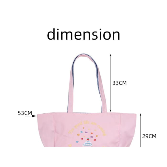 Embroidered Canvas Tote Bag