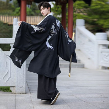 Embroidered Hanfu Costume / Robe / Set - Black / S