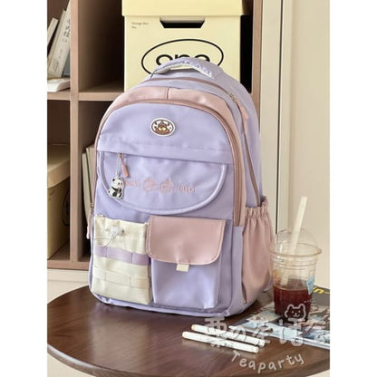 Embroidered Laptop Backpack / Bag Charm / Set - Purple