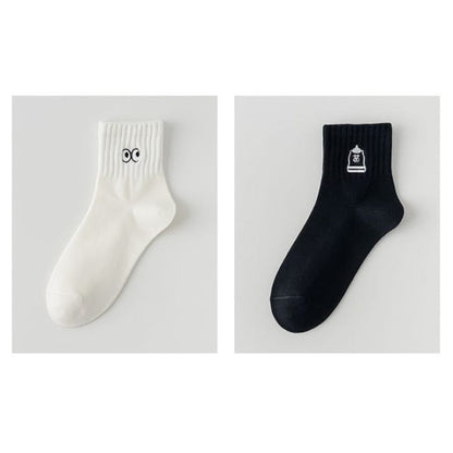 Embroidered Socks Set - of 2 Pairs - Eye & Polar Bear