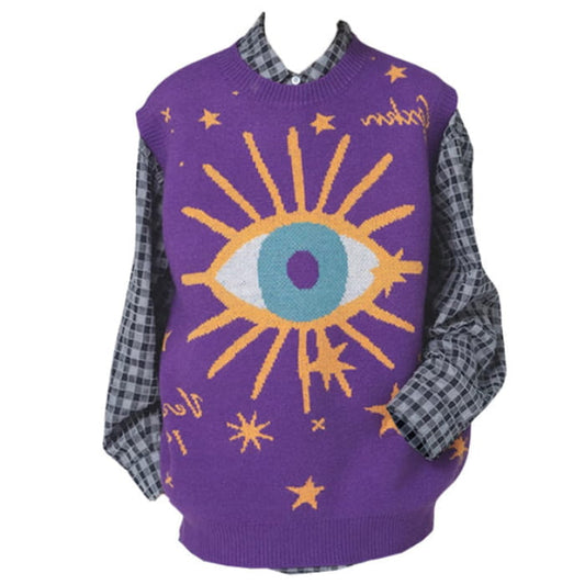 Eye Stars Aesthetic Vest - M / Purple