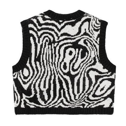 Eyes Cropped Knit Vest - Vest