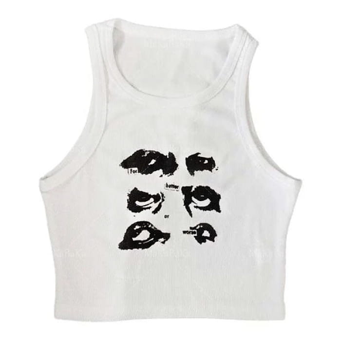 Eyes Print Tank Top - Tops