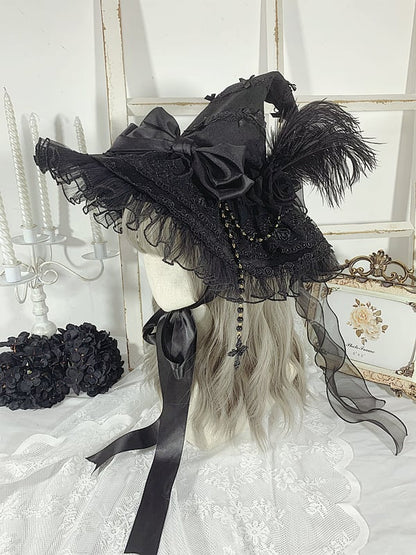 Cross Chain Black Halloween Witch Hat - Free Size