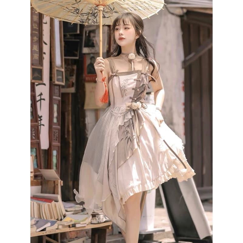 Fairy Brown Cheongsam Dress - Modern Hanfu