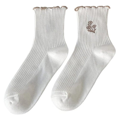 Fairy Vintage Flower Socks - White