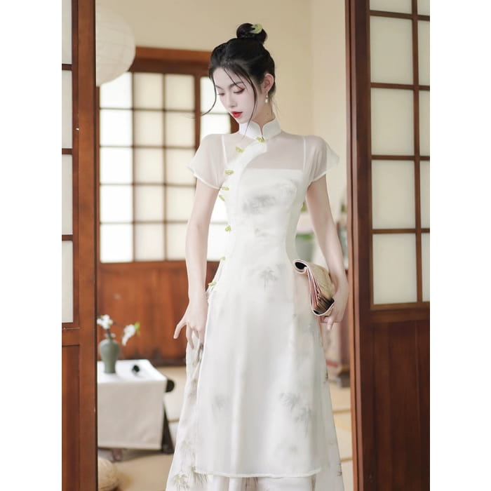 Fairy White Cheongsam Dress - Female Hanfu