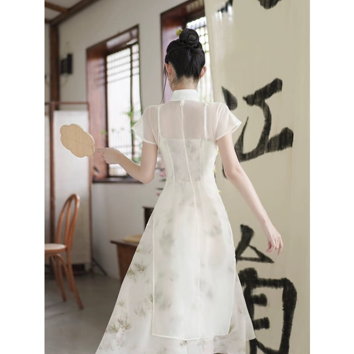 Fairy White Cheongsam Dress - Female Hanfu