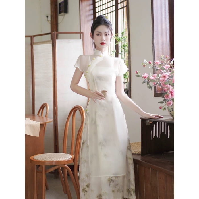 Fairy White Cheongsam Dress - S - Female Hanfu