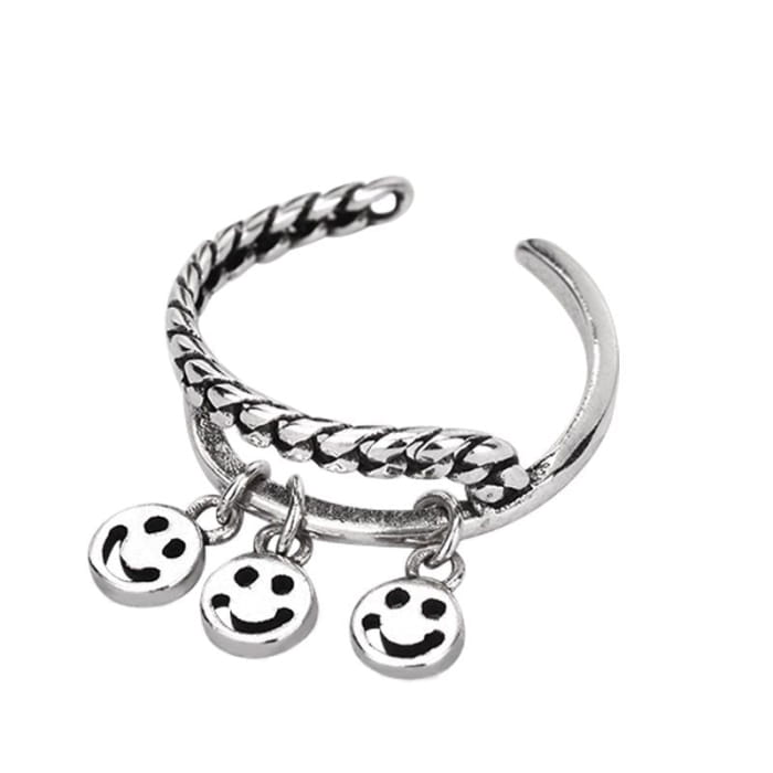 Fake Smile Sliver Chain Ring - Standart / Silver - ring