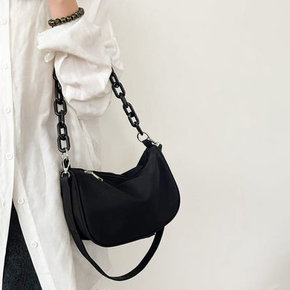 Fashion Black Acrylic Chain Crossbody Bag - One Size