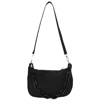 Fashion Black Acrylic Chain Crossbody Bag - One Size