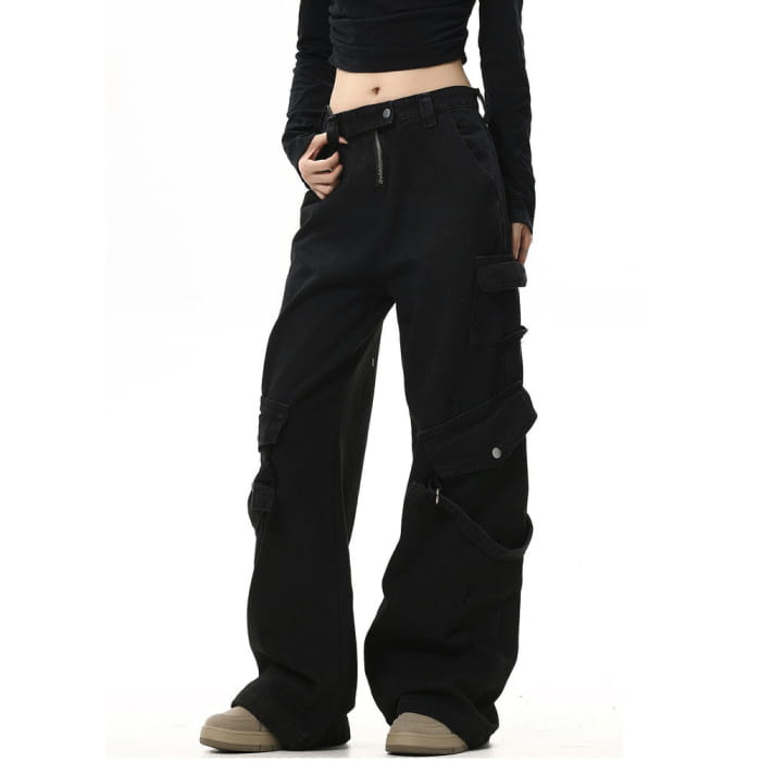 Fashion Black Cargo Jeans