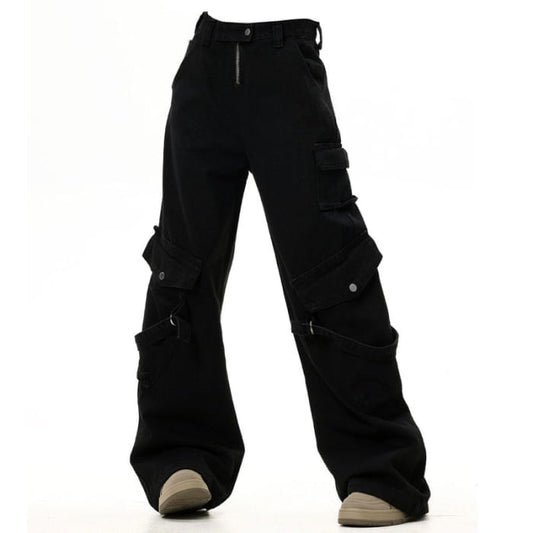 Fashion Black Cargo Jeans - S