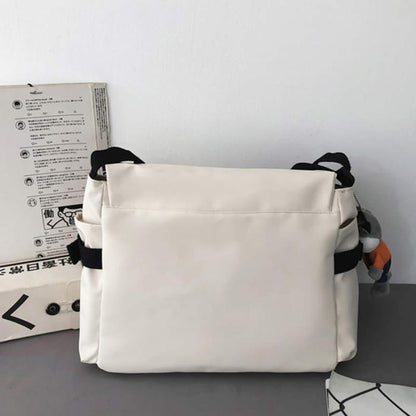 Fashion Colorblock Letter Print Canvas Crossbody Bag