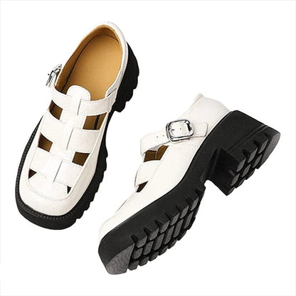 Fashion Leather Platform Sandals - EU35 (US5.0) / White