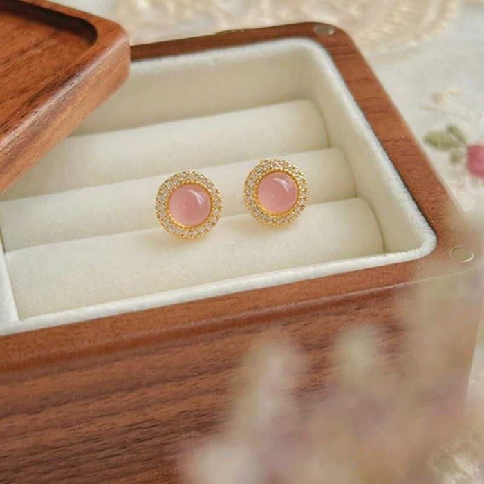 Faux Gemstone Bead Alloy Stud Earring