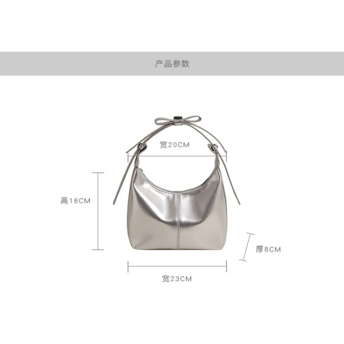 Faux Leather Bow Shoulder Bag