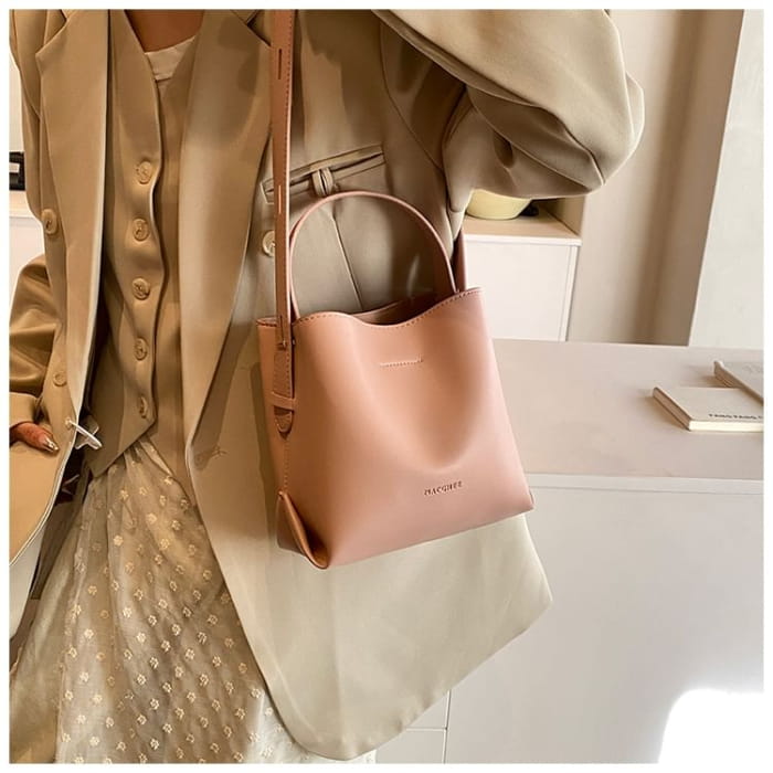 Faux Leather Bucket Bag